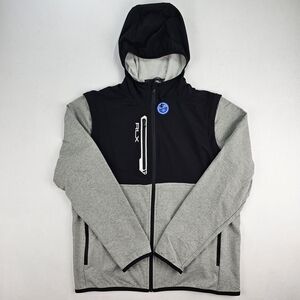 RLX Ralph Lauren Full Zip Golf Hoodie Vest Men’s Size M Wicking Black/Gray $248
